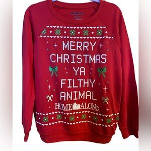 Christmas Sweatshirt with lights, size L, in red. Worn 1x